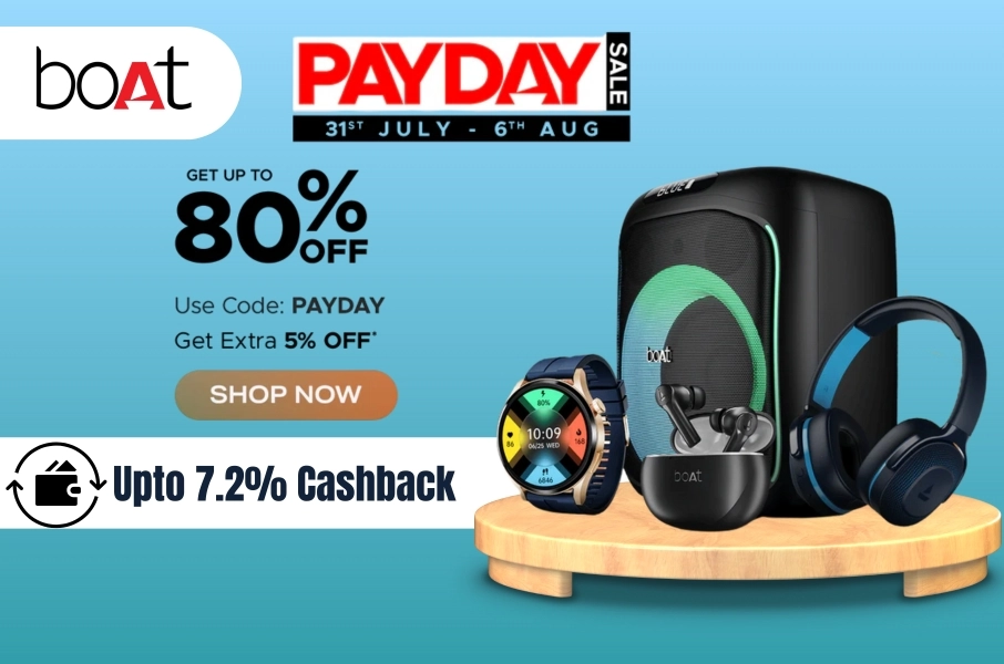BOAT PAYDAY SALE: Up to 80% OFF + Extra 5% on PaisaTrail
